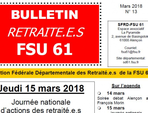 Bulletin retraités  – Mars 2018